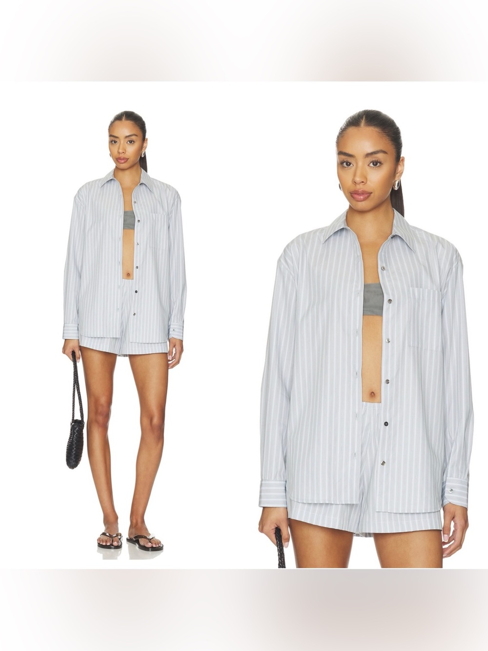 NWT LESET Yoshi Stripe Classic Button Down in Sterling Stripe